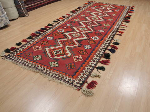 Kilim Red Runner Flat Woven 46 X 134  Area Rug 100-109620 Image 2