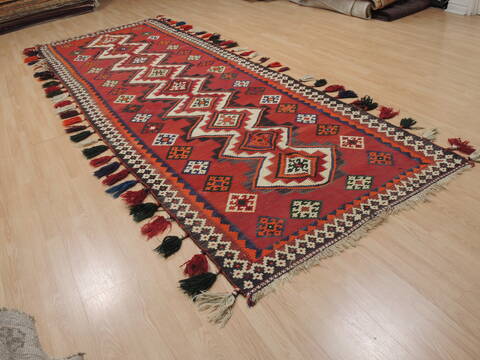 Kilim Red Runner Flat Woven 46 X 134  Area Rug 100-109620 Image 3