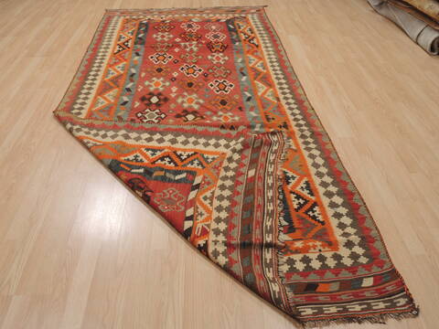 Kilim Orange Runner Flat Woven 410 X 102  Area Rug 100-109635 Image 4