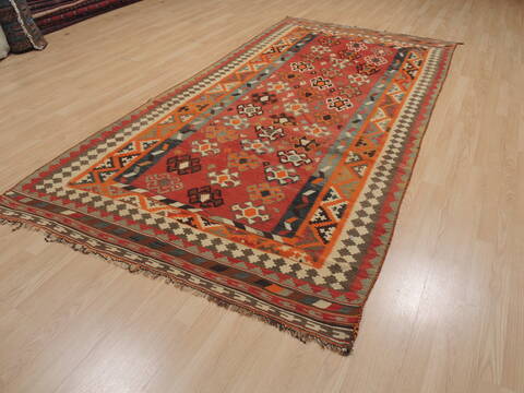 Kilim Orange Runner Flat Woven 410 X 102  Area Rug 100-109635 Image 7