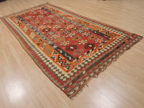 Kilim Orange Runner Flat Woven 410 X 102  Area Rug 100-109635 Image 8