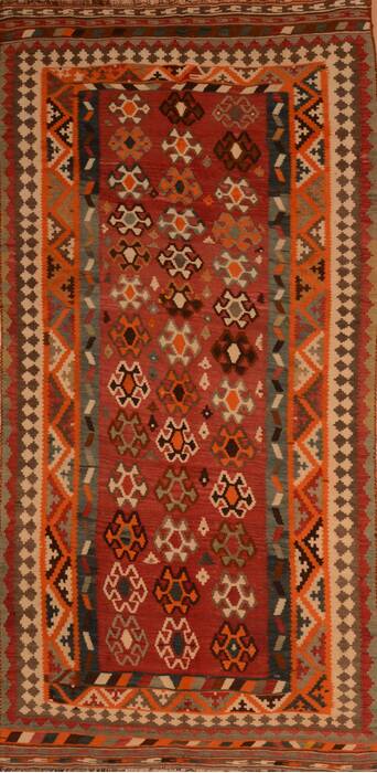 Kilim Orange Runner Flat Woven 410 X 102  Area Rug 100-109635 Image 0