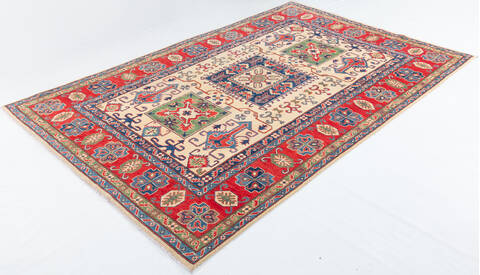 Kazak Beige Hand Knotted 67 X 101  Area Rug 700-109683 Image 2