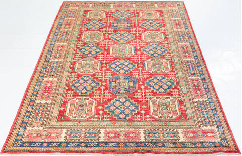 Kazak Red Hand Knotted 56 X 84  Area Rug 700-109721 Image 1