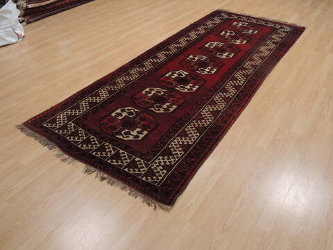 Khan Mohammadi Red Runner Hand Knotted 38 X 94  Area Rug 100-109762 Image 2