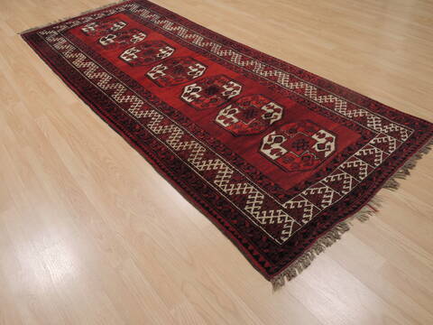 Khan Mohammadi Red Runner Hand Knotted 38 X 94  Area Rug 100-109762 Image 3