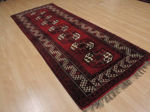Khan Mohammadi Red Runner Hand Knotted 38 X 94  Area Rug 100-109762 Image 6