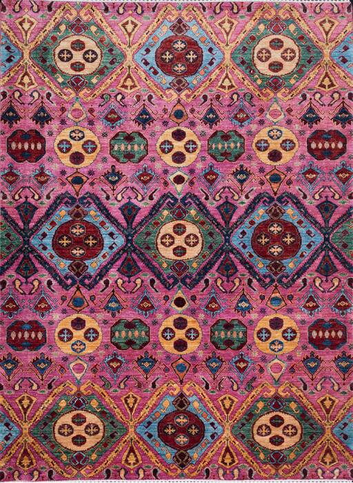 Modern Purple Hand Knotted 611 X 95  Area Rug 700-109799 Image 0