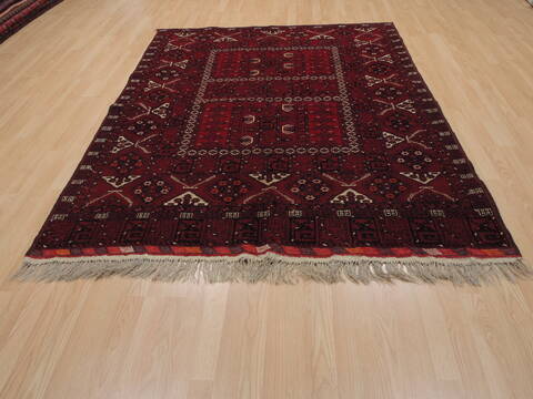 Khan Mohammadi Red Hand Knotted 57 X 73  Area Rug 100-109811 Image 1
