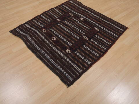 Kilim Brown Square Flat Woven 39 X 42  Area Rug 100-109815 Image 2