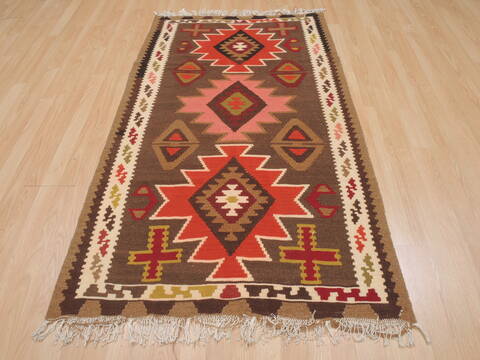 Kilim Brown Flat Woven 28 X 51  Area Rug 100-109818 Image 1