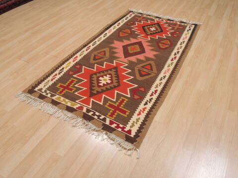 Kilim Brown Flat Woven 28 X 51  Area Rug 100-109818 Image 2