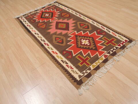 Kilim Brown Flat Woven 28 X 51  Area Rug 100-109818 Image 3