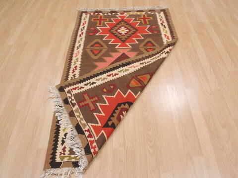Kilim Brown Flat Woven 28 X 51  Area Rug 100-109818 Image 7