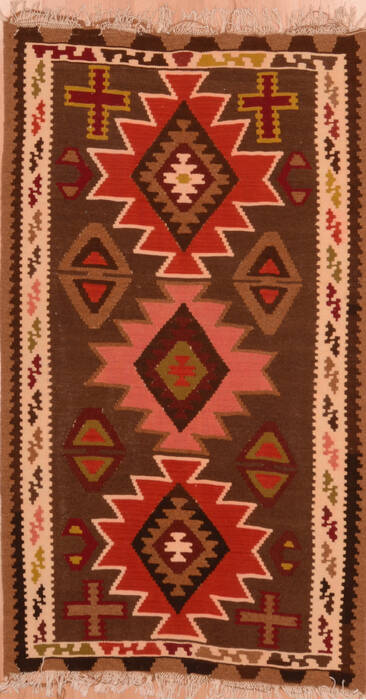 Kilim Brown Flat Woven 28 X 51  Area Rug 100-109818 Image 0
