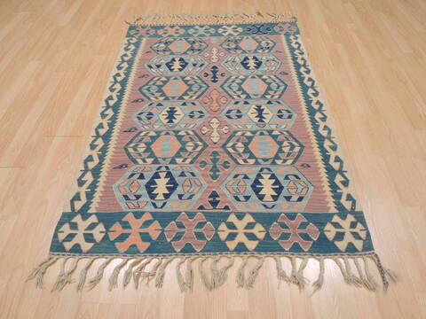 Kilim Blue Flat Woven 37 X 56  Area Rug 100-109822 Image 1