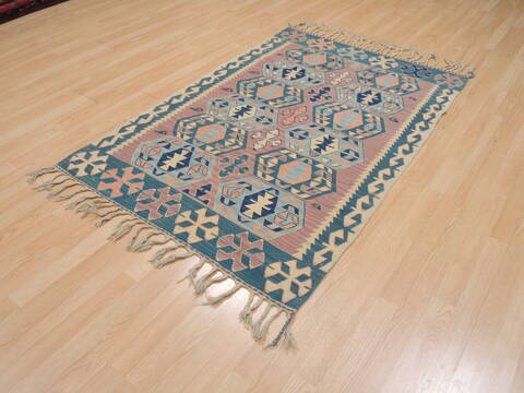 Kilim Blue Flat Woven 37 X 56  Area Rug 100-109822 Image 2