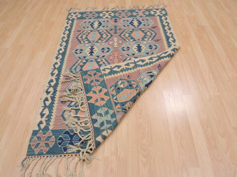 Kilim Blue Flat Woven 37 X 56  Area Rug 100-109822 Image 6