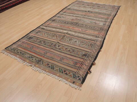 Kilim Beige Runner Flat Woven 46 X 94  Area Rug 100-109831 Image 2