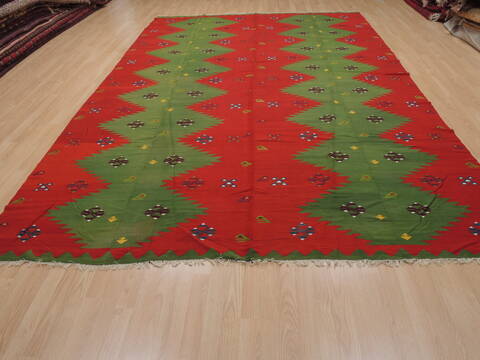 Kilim Green Flat Woven 80 X 128  Area Rug 100-109832 Image 1
