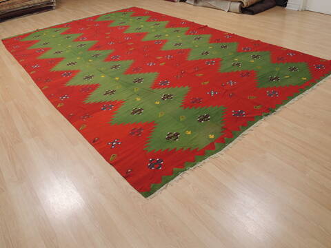 Kilim Green Flat Woven 80 X 128  Area Rug 100-109832 Image 3