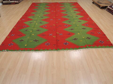 Kilim Green Flat Woven 80 X 128  Area Rug 100-109832 Image 4