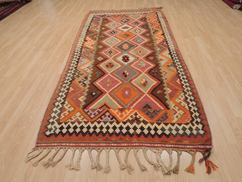 Kilim Red Runner Flat Woven 41 X 92  Area Rug 100-109852 Image 1