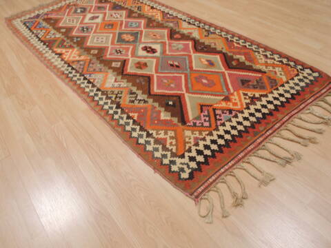 Kilim Red Runner Flat Woven 41 X 92  Area Rug 100-109852 Image 2