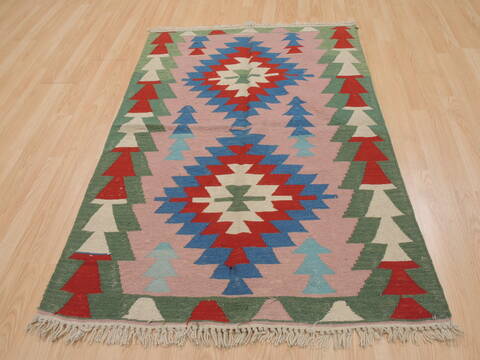 Kilim Green Flat Woven 32 X 52  Area Rug 100-109856 Image 1