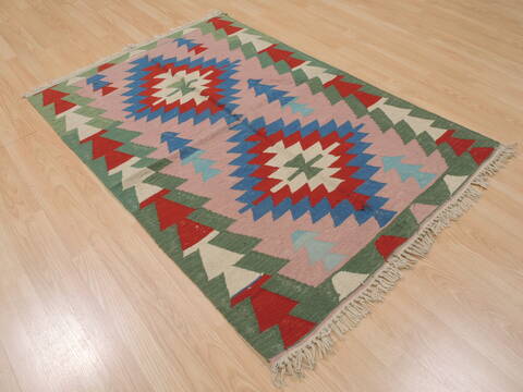 Kilim Green Flat Woven 32 X 52  Area Rug 100-109856 Image 3