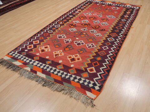 Kilim Red Runner Flat Woven 49 X 96  Area Rug 100-109859 Image 2