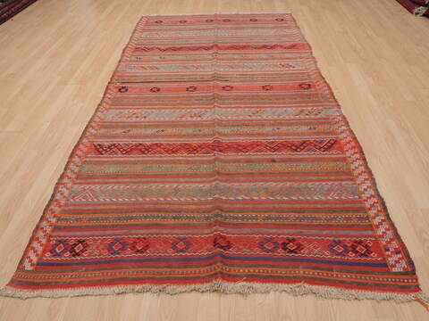 Kilim Red Flat Woven 411 X 94  Area Rug 100-109861 Image 1