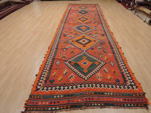 Kilim Red Runner Flat Woven 42 X 1510  Area Rug 100-109862 Image 12