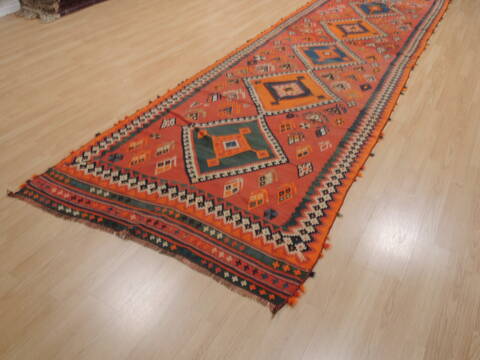 Kilim Red Runner Flat Woven 42 X 1510  Area Rug 100-109862 Image 1
