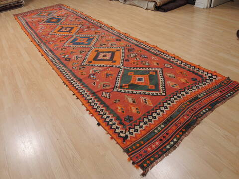 Kilim Red Runner Flat Woven 42 X 1510  Area Rug 100-109862 Image 2