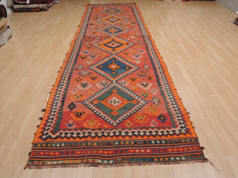 Kilim Red Runner Flat Woven 42 X 1510  Area Rug 100-109862 Image 4