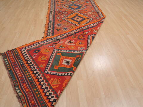 Kilim Red Runner Flat Woven 42 X 1510  Area Rug 100-109862 Image 9