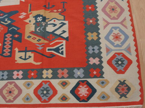 Kilim Green Flat Woven 104 X 159  Area Rug 100-109863 Image 10