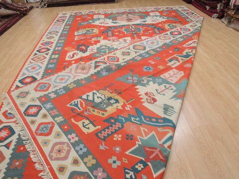 Kilim Green Flat Woven 104 X 159  Area Rug 100-109863 Image 11
