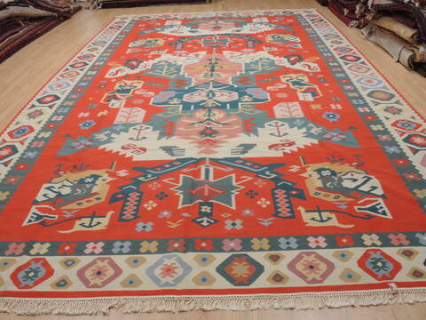 Kilim Green Flat Woven 104 X 159  Area Rug 100-109863 Image 1