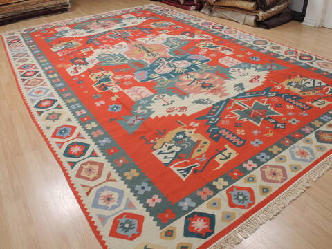 Kilim Green Flat Woven 104 X 159  Area Rug 100-109863 Image 3