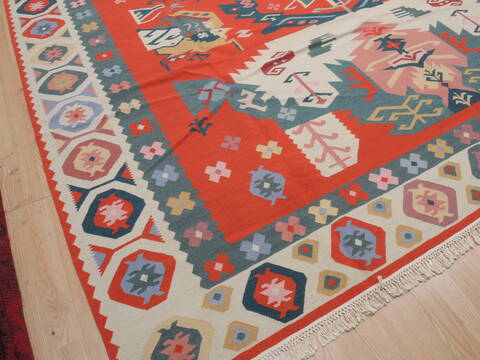 Kilim Green Flat Woven 104 X 159  Area Rug 100-109863 Image 6