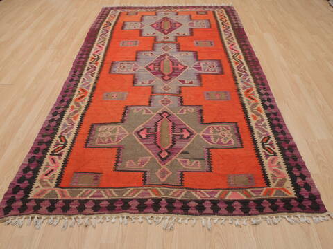 Kilim Red Flat Woven 410 X 87  Area Rug 100-109866 Image 1