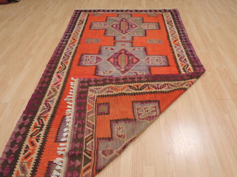 Kilim Red Flat Woven 410 X 87  Area Rug 100-109866 Image 5