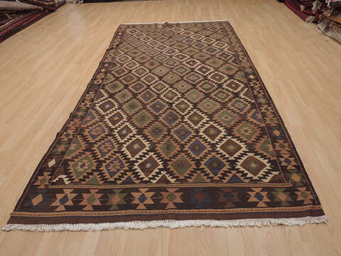 Kilim Brown Runner Flat Woven 51 X 1010  Area Rug 100-109886 Image 1
