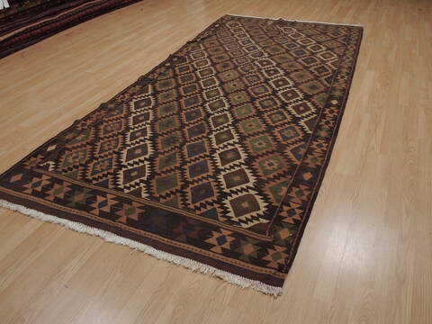 Kilim Brown Runner Flat Woven 51 X 1010  Area Rug 100-109886 Image 2