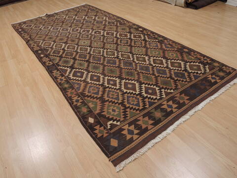 Kilim Brown Runner Flat Woven 51 X 1010  Area Rug 100-109886 Image 3