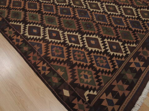 Kilim Brown Runner Flat Woven 51 X 1010  Area Rug 100-109886 Image 4
