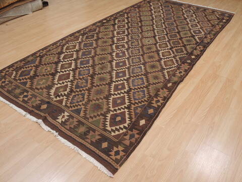 Kilim Brown Runner Flat Woven 51 X 1010  Area Rug 100-109886 Image 5