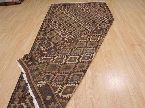 Kilim Brown Runner Flat Woven 51 X 1010  Area Rug 100-109886 Image 6